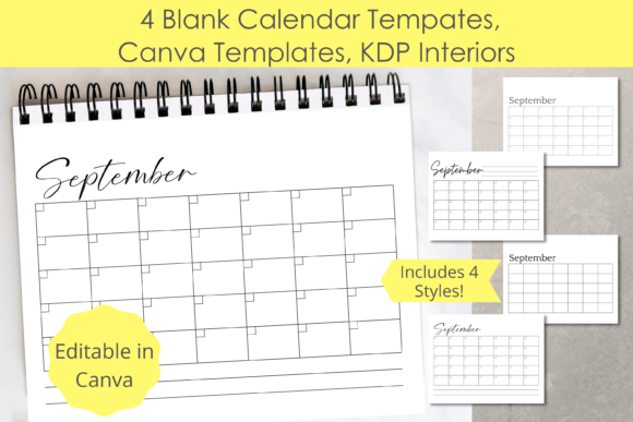 4 Blank Calendar Templates for Canva & KDP Success