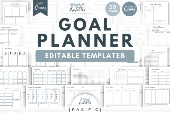 Master Your Goals with the PACIFIC Canva Template Bundle