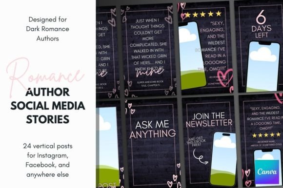 Master Your Social Media with Canva Romance Author Story Templates
