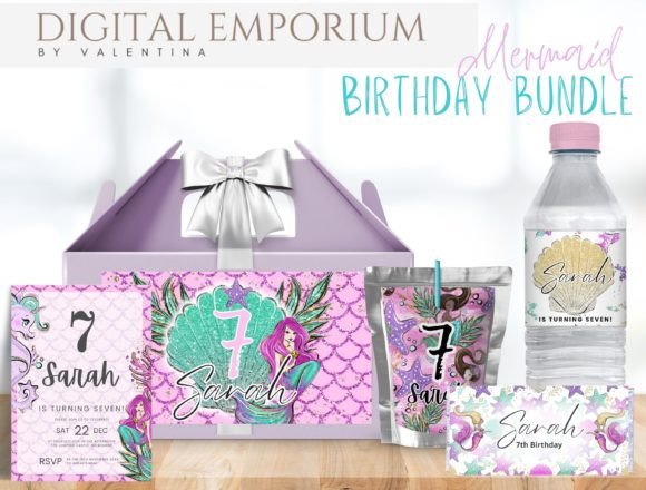 Mermaid Birthday Bundle Canva Templates: Effortless Party Magic
