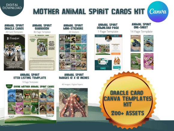 Unlocking Spiritual Connection with Mom ANIMAL Spirit Oracle Canva Templates